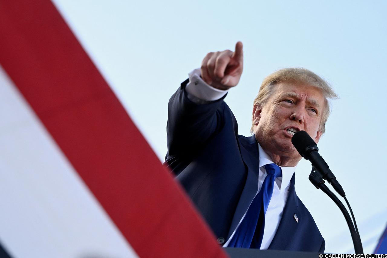 Former U.S. President Donald Trump hosts a rally in Ohio
