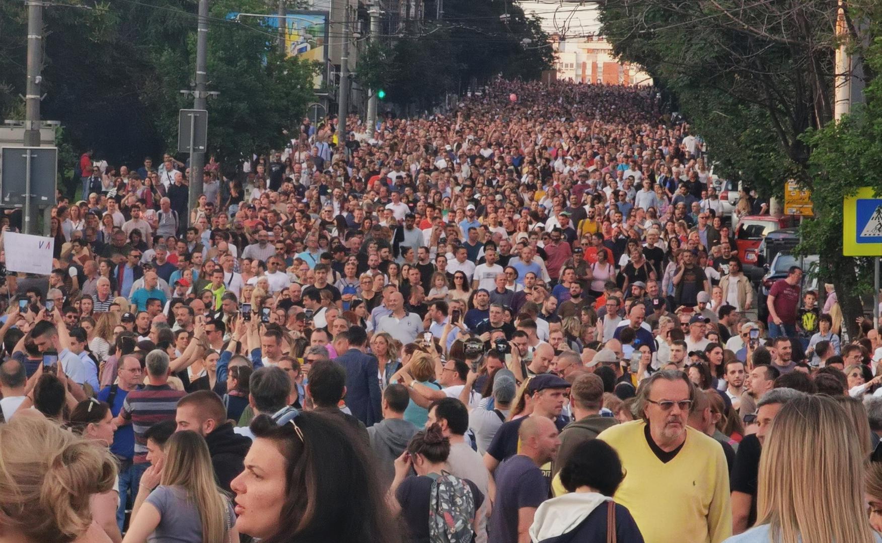 03, June, 2023, Belgrade -  In front of the House of the National Assembly, the fifth protest called "Serbia against violence" started, organized by a part of the pro-European opposition parties. Photo: M.M./ATAImages03, jun, 2023, Beograd - Ispred Doma narodne skupstine poceo je peti protest pod nazivom "Srbija protiv nasilja" u organizaciji dela proevropskih opozicionih stranaka. Photo: M.M./ATAImages Photo: M.M./ATA images/PIXSELL