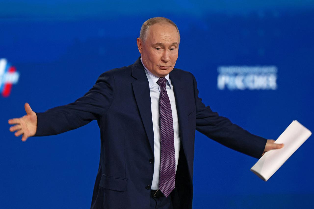 Russian President Putin attends the Congress of the Russian Union of Industrialists and Entrepreneurs in Moscow