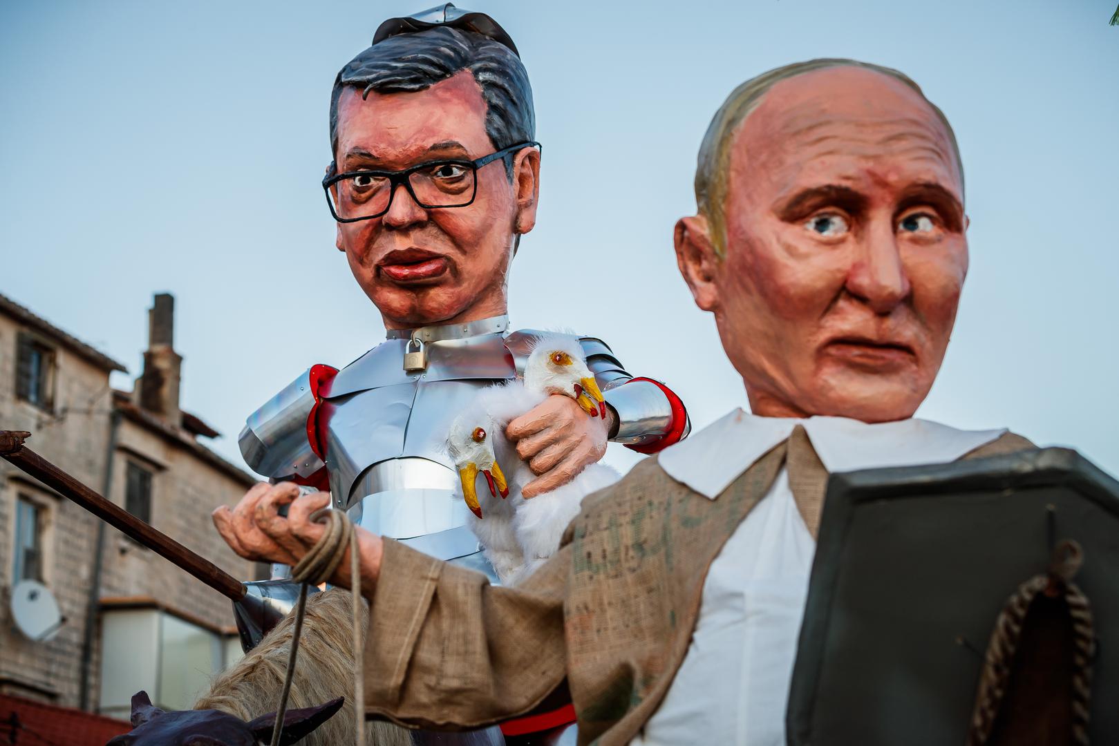 13.02.2024., Kastel Stari - Na pokladni utorak Krnjevalska Udruga 'Poklade' odrzala je 211. Krnjeval u kojem su krnjo bili Aleksandar Vucic i Vladimir Putin. Photo: Zvonimir Barisin/PIXSELL