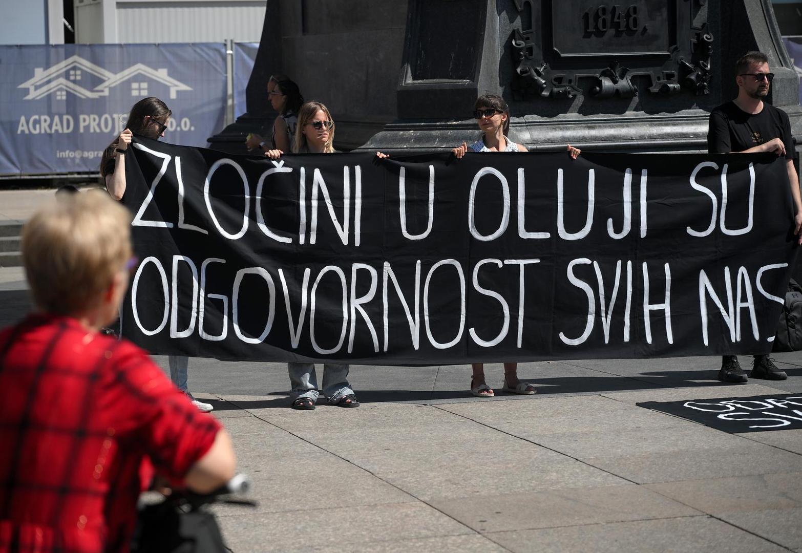 U povodu 31. godišnjice VRO "Oluja" na Trgu bana Jelačića je održana antiratna akcija pod nazivom "Zločini u Oluji su odgovornost svih nas", u organizaciji nekoliko civilnih društava iz kojih su poručili da nema pravedne budućnosti bez suočavanja s odgovornošću.
