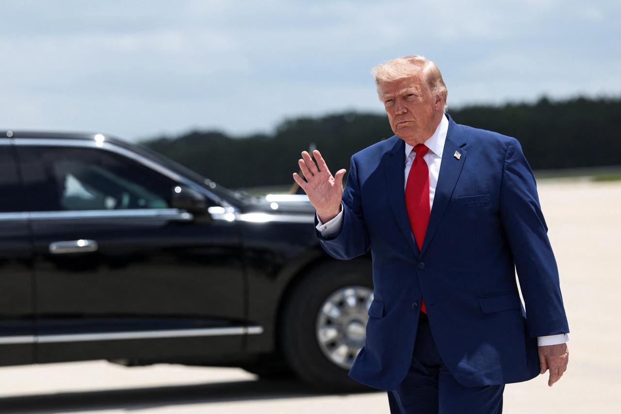 U.S. President Donald Trump arrives at Dobbins Air Reserve Base