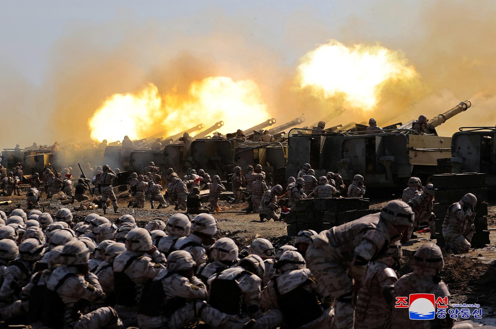 The Korean People's Army conducts an artillery firing drill, KCNA news agency reported, in North Korea, March 7, 2024 in this picture released on March 8, 2024, by the Korean Central News Agency.    KCNA via REUTERS    ATTENTION EDITORS - THIS IMAGE WAS PROVIDED BY A THIRD PARTY. REUTERS IS UNABLE TO INDEPENDENTLY VERIFY THIS IMAGE. NO THIRD PARTY SALES. SOUTH KOREA OUT. NO COMMERCIAL OR EDITORIAL SALES IN SOUTH KOREA. Photo: KCNA/REUTERS
