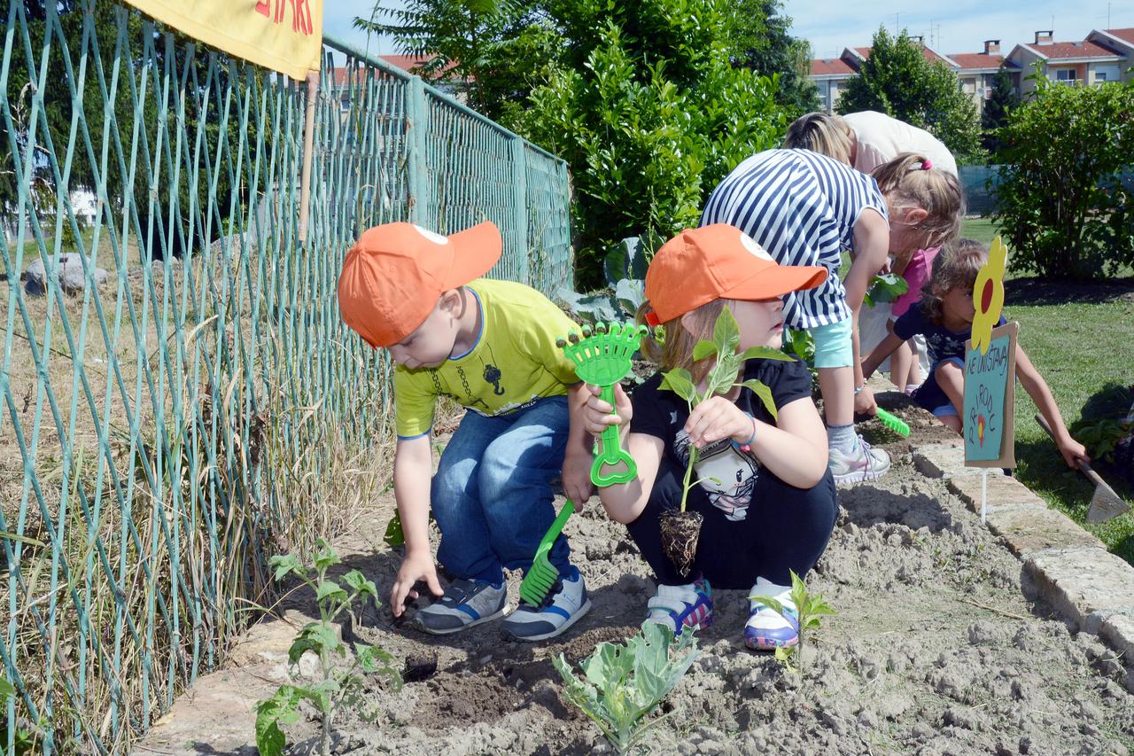 16.06.2016., Sisak - Volonteri INA-e ukljucili su se u akciju Radostan kutic za nas vrtic sudjelujuci u uredjenju dvorista objekta Pcelica Djecjeg vrtica Sisak. Photo: Nikola Cutuk/PIXSELL