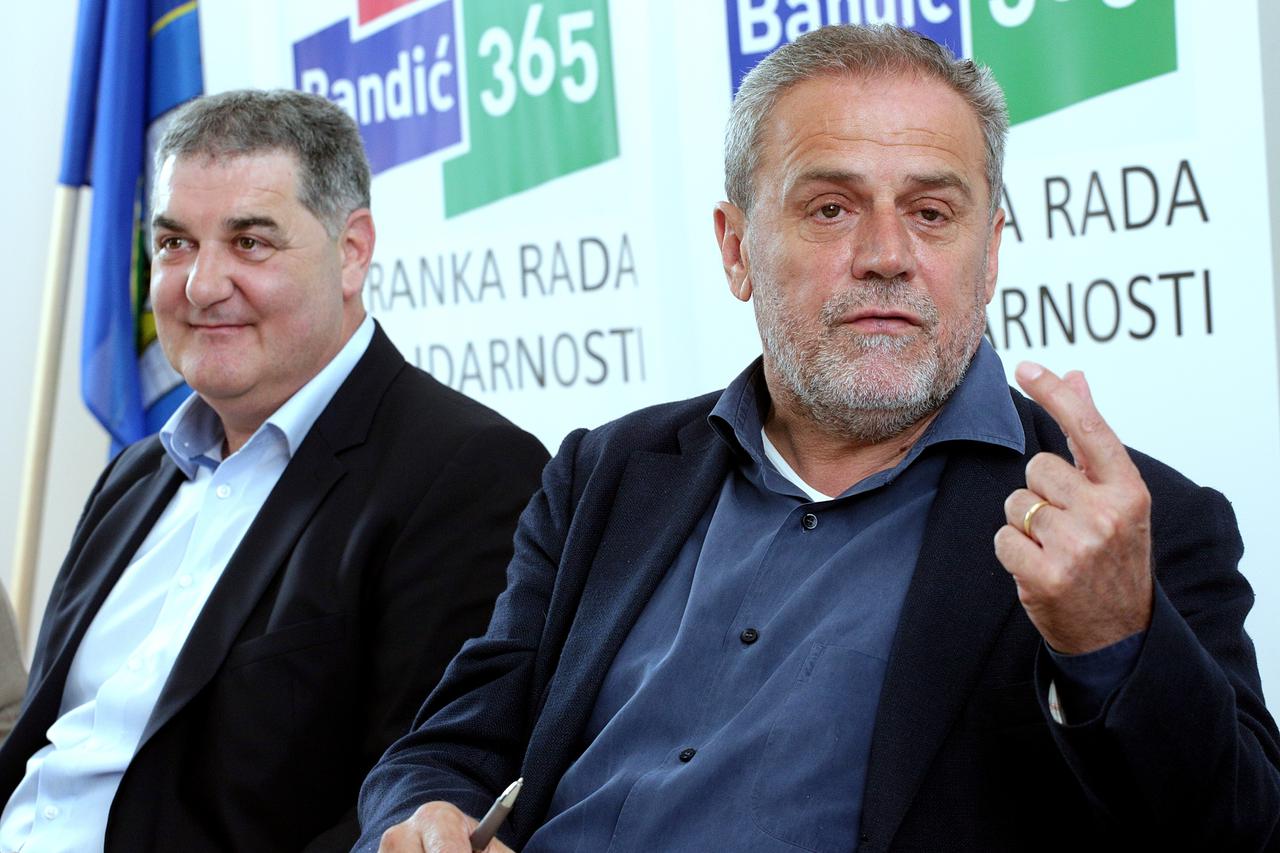 09.06.2016., Zagreb - Potpisan Sporazum o suradnji na lokalnim izborima u Gradu Splitu izmedju stranke Bandic Milan 365 i Stranke rada i solidarnosti, neovisnog kandidata Ive Baldasara. Ivo Baldasar, Milan Bamdic. Photo: Zarko Basic/PIXSELL