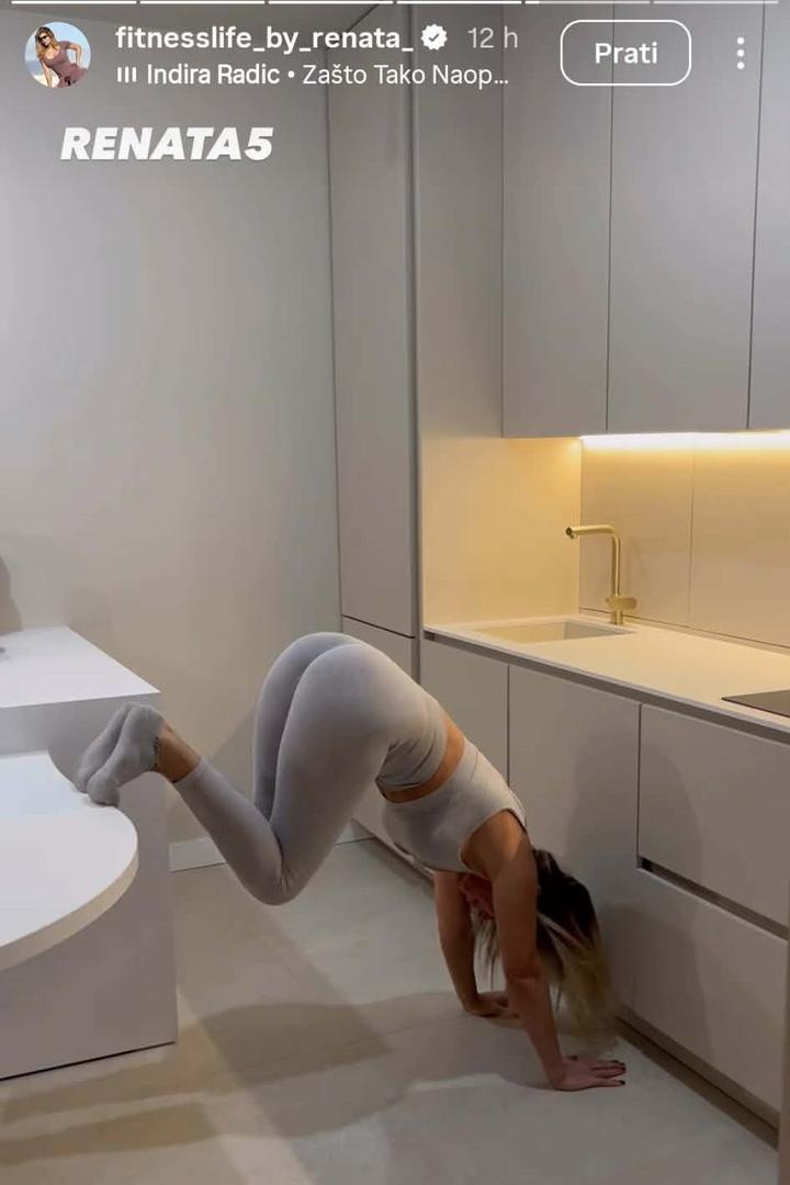 Bivša Miss Universe Hrvatske iz 2000. godine ondje je odradila kratki trening i pokazala zavidnu formu izvođenjem stoja na rukama, čime je potvrdila status jedne od najspremnijih Hrvatica.