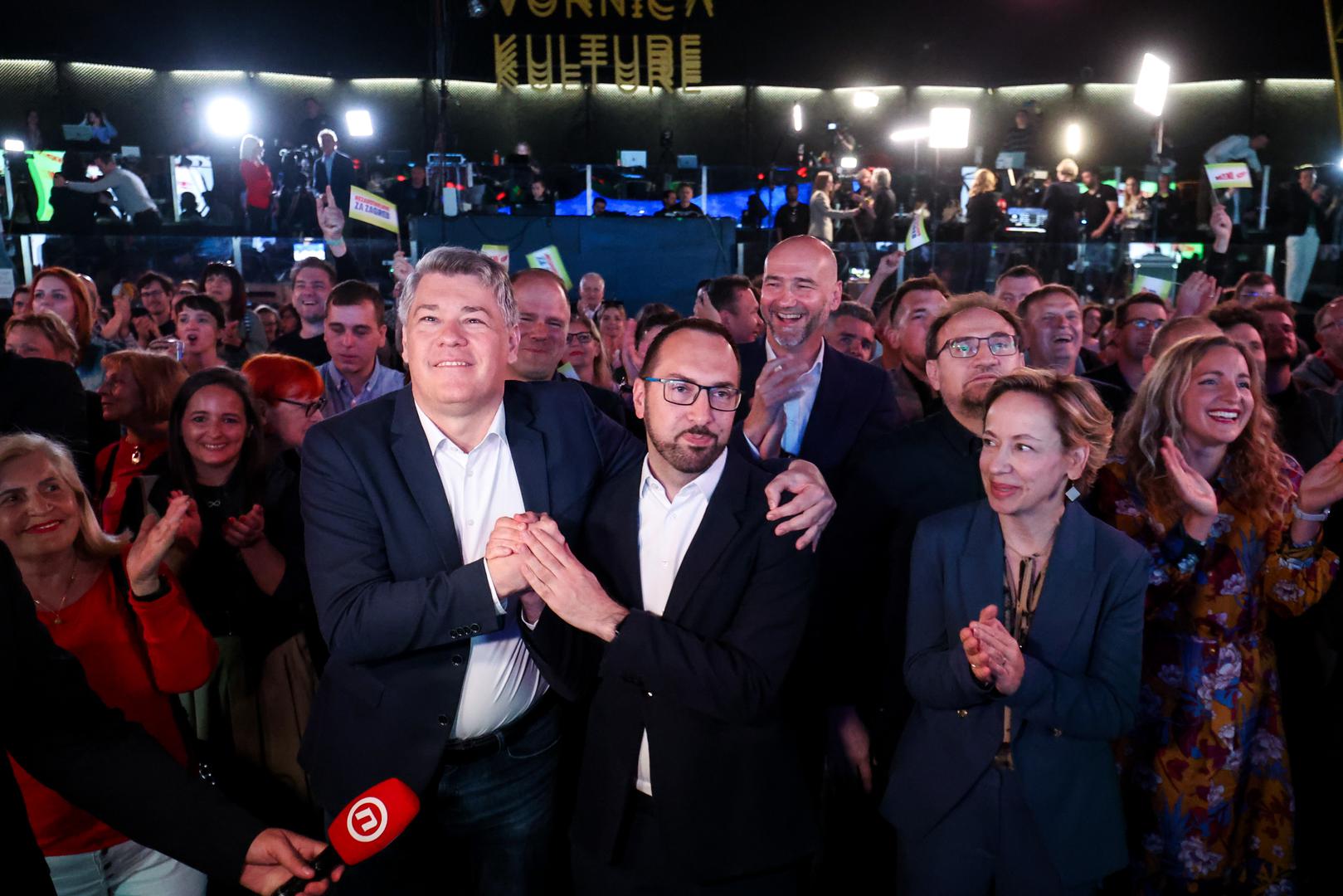 18.05.2025., Zagreb - Docek izbornih rezultata u izbornom stozeru stranke Mozemo! i SDP-a u Tvornici kulture. Photo: Igor Kralj/PIXSELL