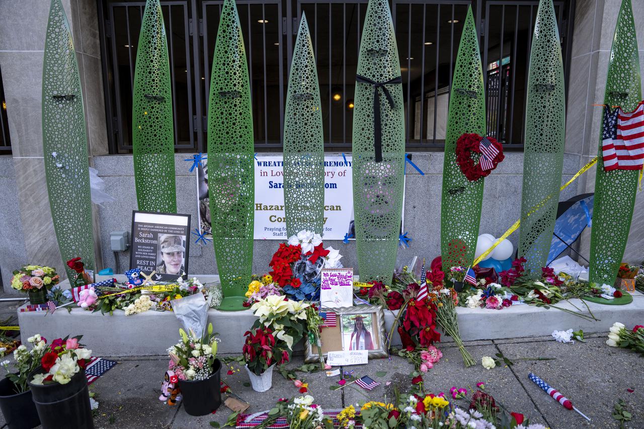 Memorial for National Guardsman Outside Farragut West Metro Station in Washington, DC