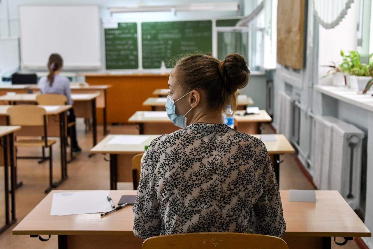 Secondary school students take Unified State Exam in Vladivostok, Russia