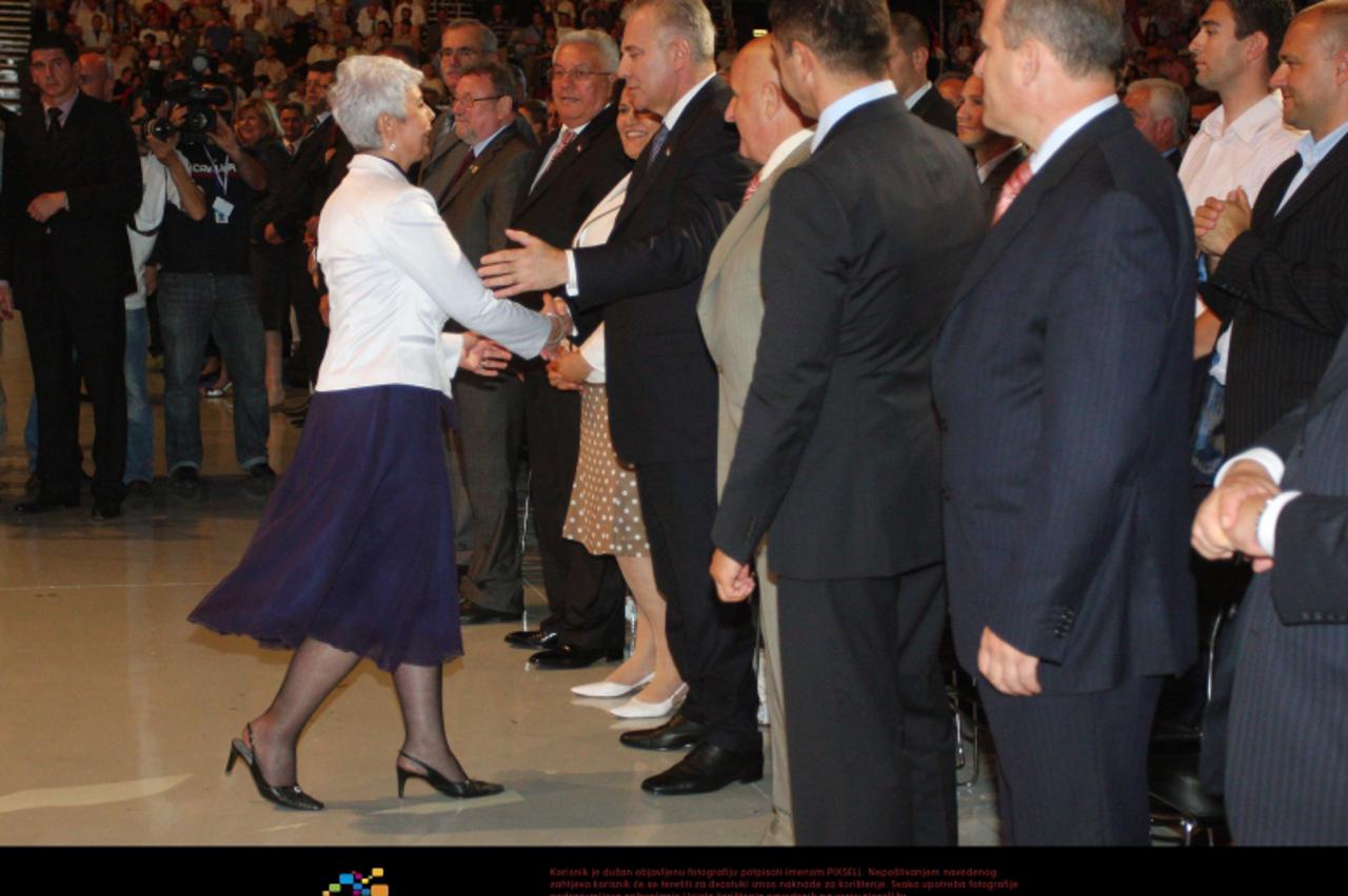 '04.07.2009., Zagreb - Izbor predsjednika stranke na 13. Opcem saboru HDZ-a u Areni Zagreb. Jadranka Kosor, Ivo Sanader, Vladimir Seks.  Photo: Tomislav Miletic/24sata'