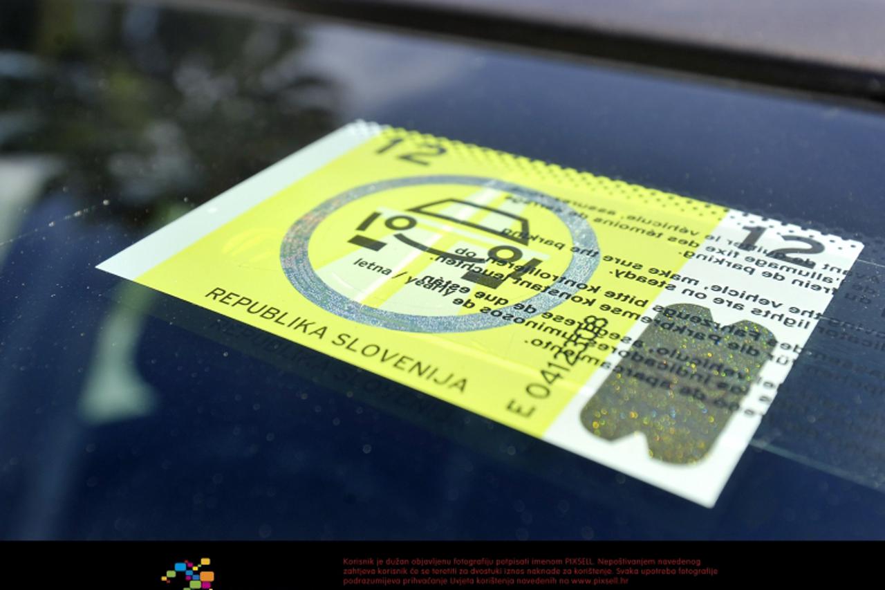 '26.04.2012., Ljubljana, Slovenija - Vinjeta za osobno vozilo, automobil. Ilustracija. Photo: Anze Petkovsek/Zurnal24/PIXSELL'