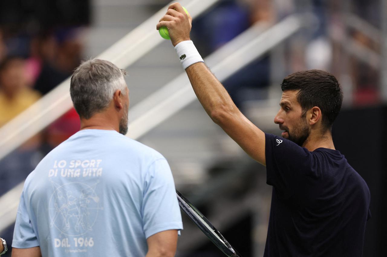 Tennis - U.S. Open - Novak Djokovic of Serbia practices ahead of the 2023 U.S. Open Tennis Championships
