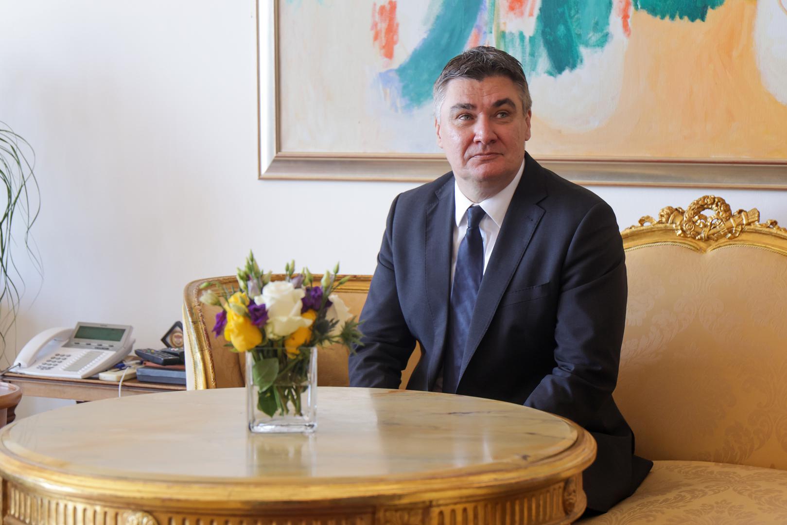 16.03.2023., Ured predsjednika Republike Hrvatske, Zagreb - Predsjednik Republike Hrvatske Zoran Milanovic docekao je predsjedateljicu Predsjednistva Bosne i Hercegovine Zeljku Cvijanovic. Photo: Luka Stanzl/PIXSELL