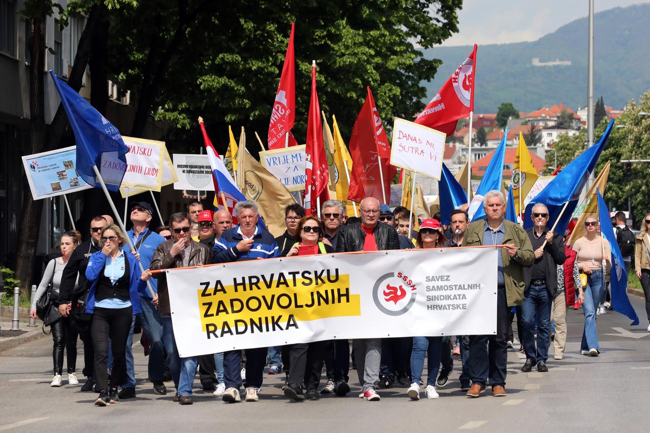 Zagreb: Na Međunarodni praznik rada održan marš pod sloganom Za Hrvatsku zadovoljnih radnika