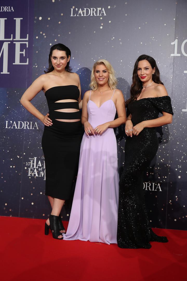 06.06.2023., Zagreb - Dolazak uzvanika na 10. Story Hall of Fame koji se odrzava u Mozaik Event Centru. Katarina Madirazza,  Katarina Baban, Martina Stjepanovic Meter, Sementa Rajhard. Photo: Matija Habljak/PIXSELL