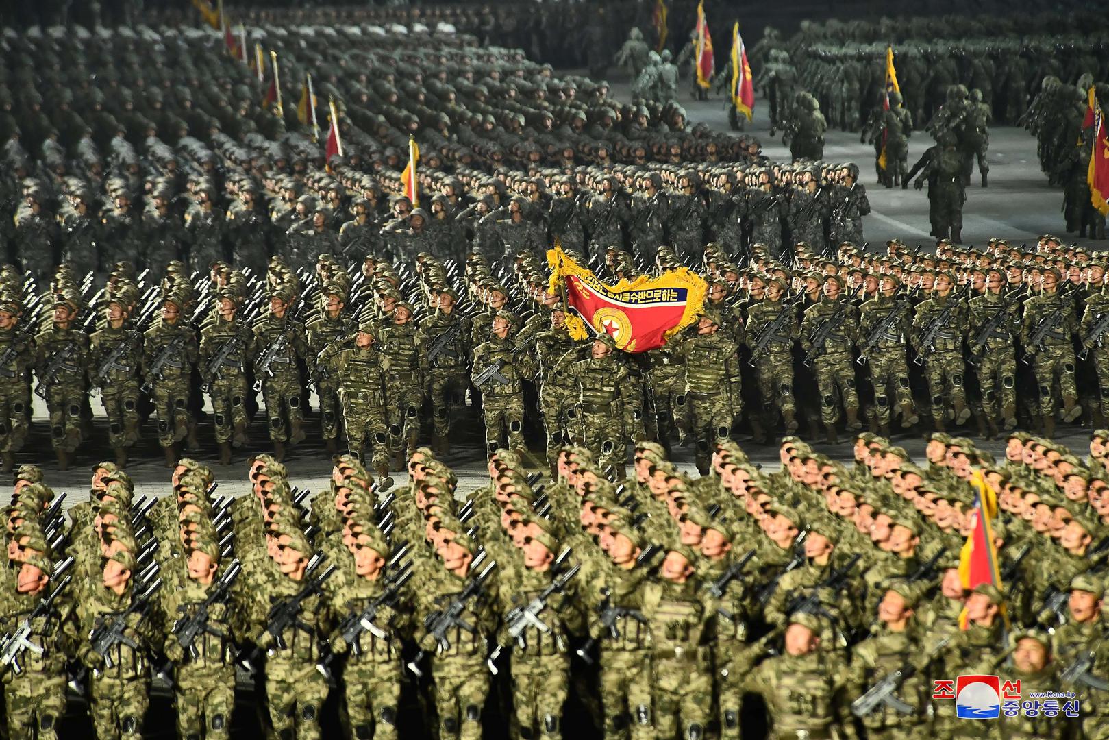 8th Congress of the Workers' Party in Pyongyang Troops march during a military parade to commemorate the 8th Congress of the Workers' Party in Pyongyang, North Korea January 14, 2021 in this photo supplied by North Korea's Central News Agency (KCNA).    KCNA via REUTERS    ATTENTION EDITORS - THIS IMAGE WAS PROVIDED BY A THIRD PARTY. REUTERS IS UNABLE TO INDEPENDENTLY VERIFY THIS IMAGE. NO THIRD PARTY SALES. SOUTH KOREA OUT. NO COMMERCIAL OR EDITORIAL SALES IN SOUTH KOREA. KCNA