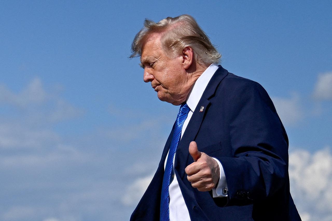 FILE PHOTO: U.S. President Trump arrives at Morristown Municipal Airport