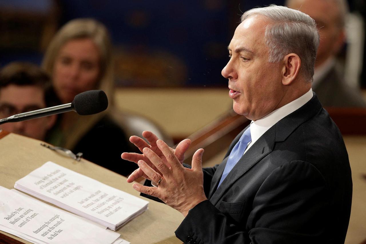 FILE PHOTO: Israeli Prime Minister Netanyahu addresses a joint meeting of the U.S. Congress at the Capitol in Washington