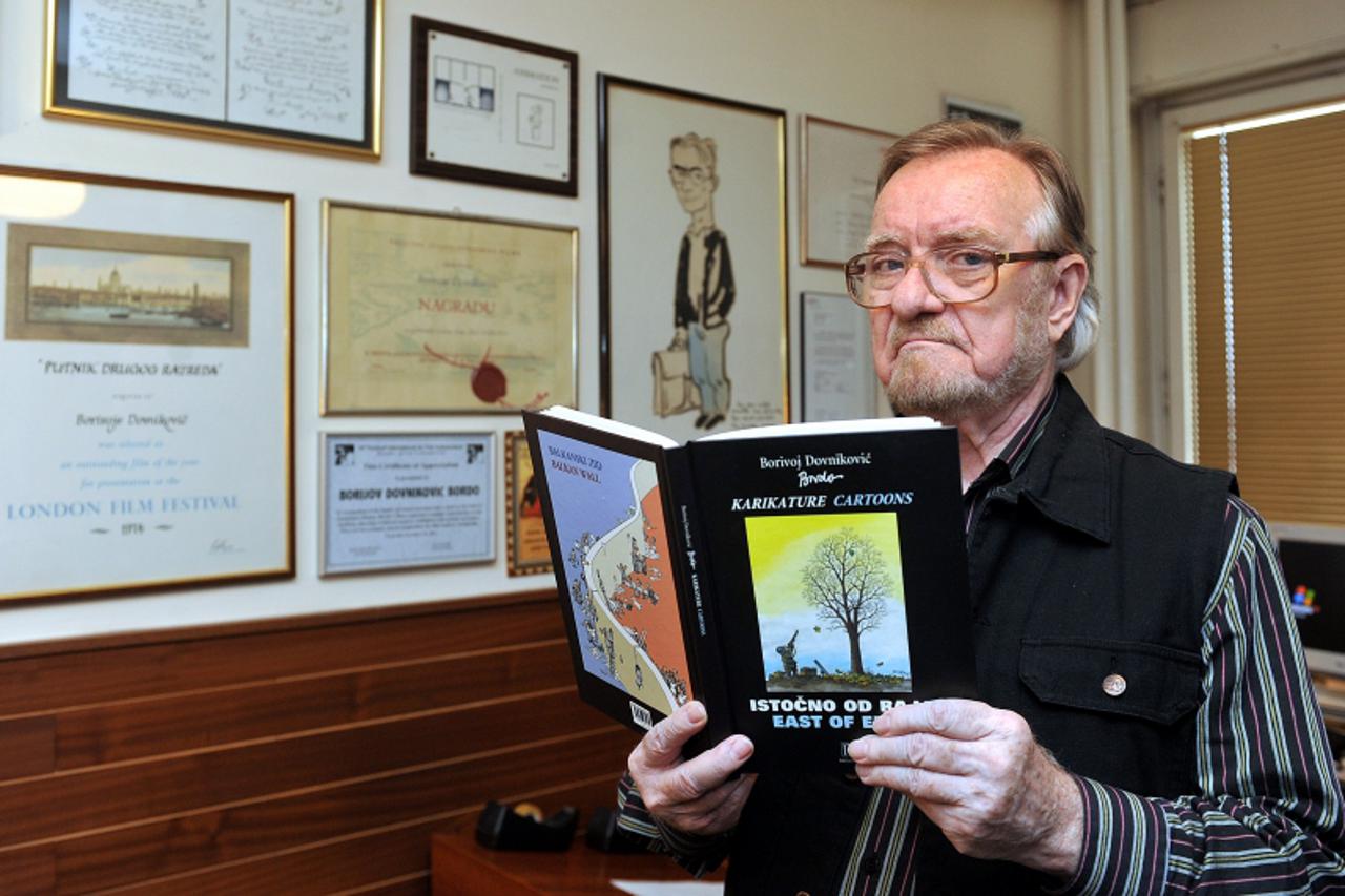 'obzor...Zagreb...26.01.2010.  Hrvatskog proljeca 36, Borivoj Dovnikovic, legenda hrvatske animacije i karikature.  Photo: Goran Stanzl/PIXSELL'