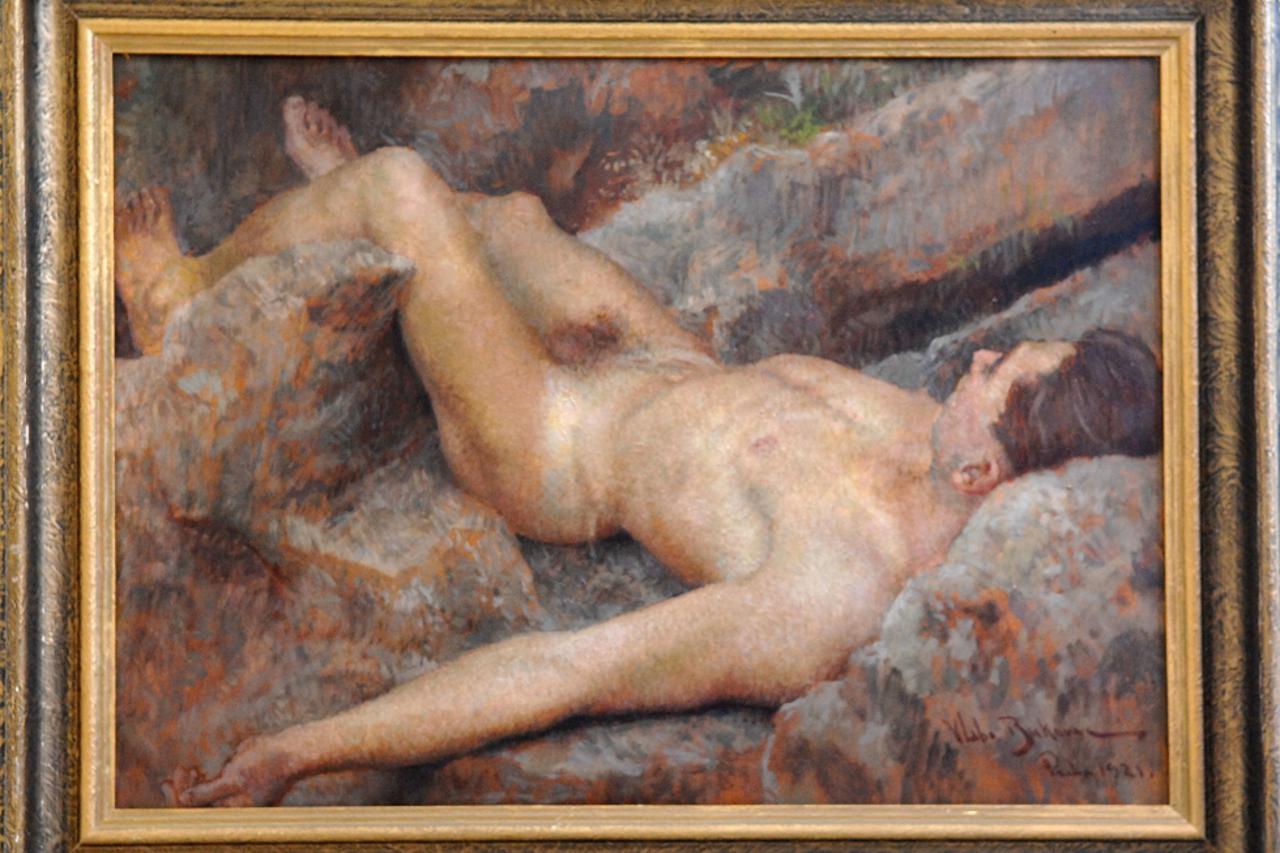 Vhaho Bukovac: Muški akt na hridi