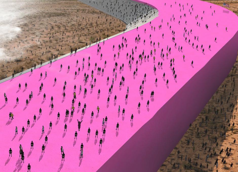 Parodija: Grafički prikaz zida na granici s Meksikom