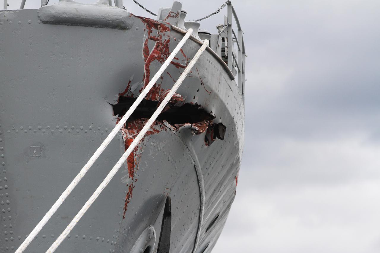 Rijeka: Rupa na pramcu broda Galeb nakon što ga je udario turski brod