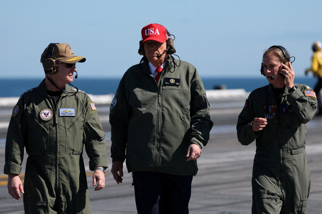 U.S. President Donald Trump visits the aircraft carrier USS George H.W. Bush