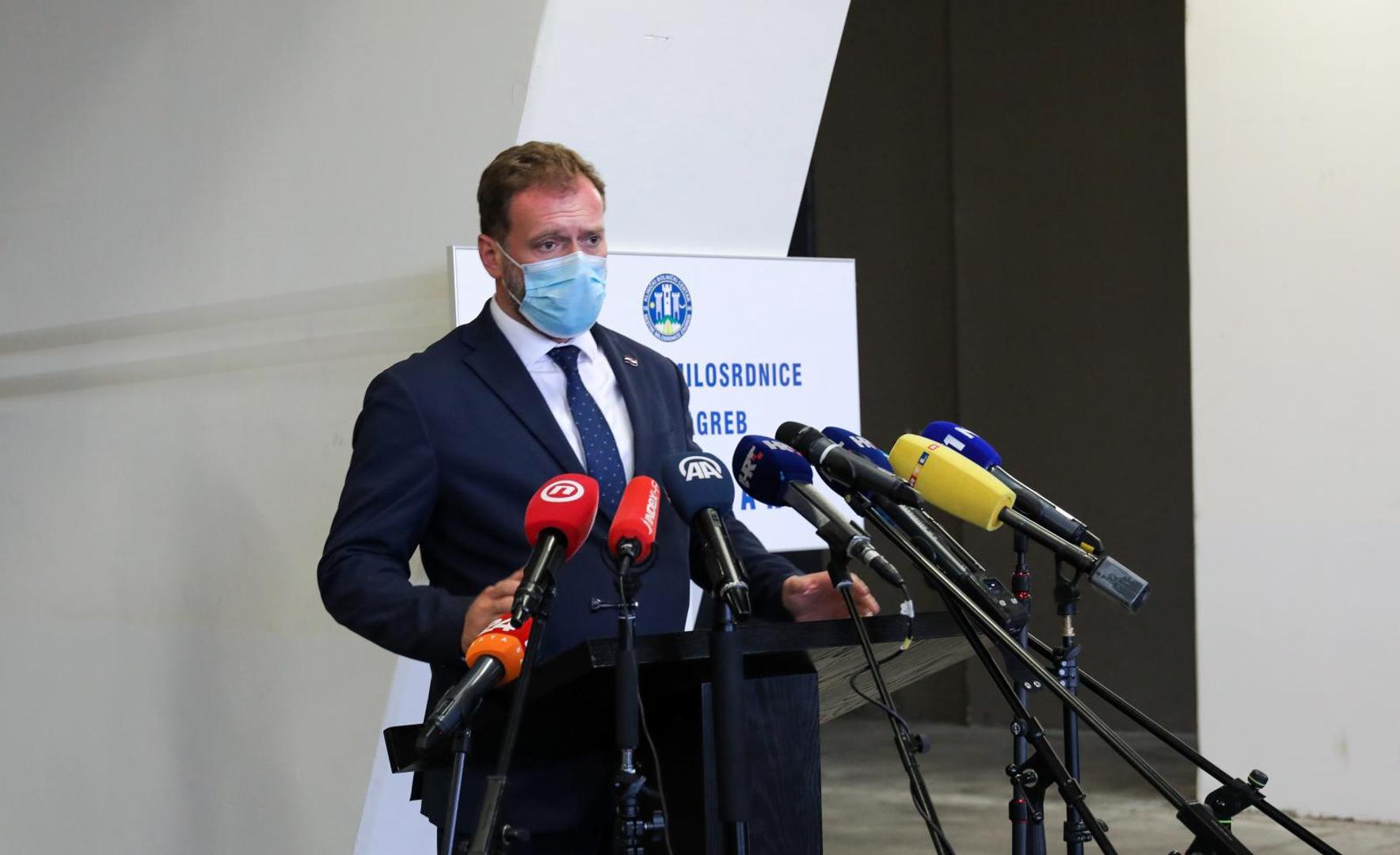 03.11.2020., Zagreb - Predstavljanje operativnog stozera Arene Zagreb za pomoc zdravstvenom sustavu RH u razdoblju COVID-19 pandemije. Ministar obrane Mario banozic Photo: Emica Elvedji/PIXSELL