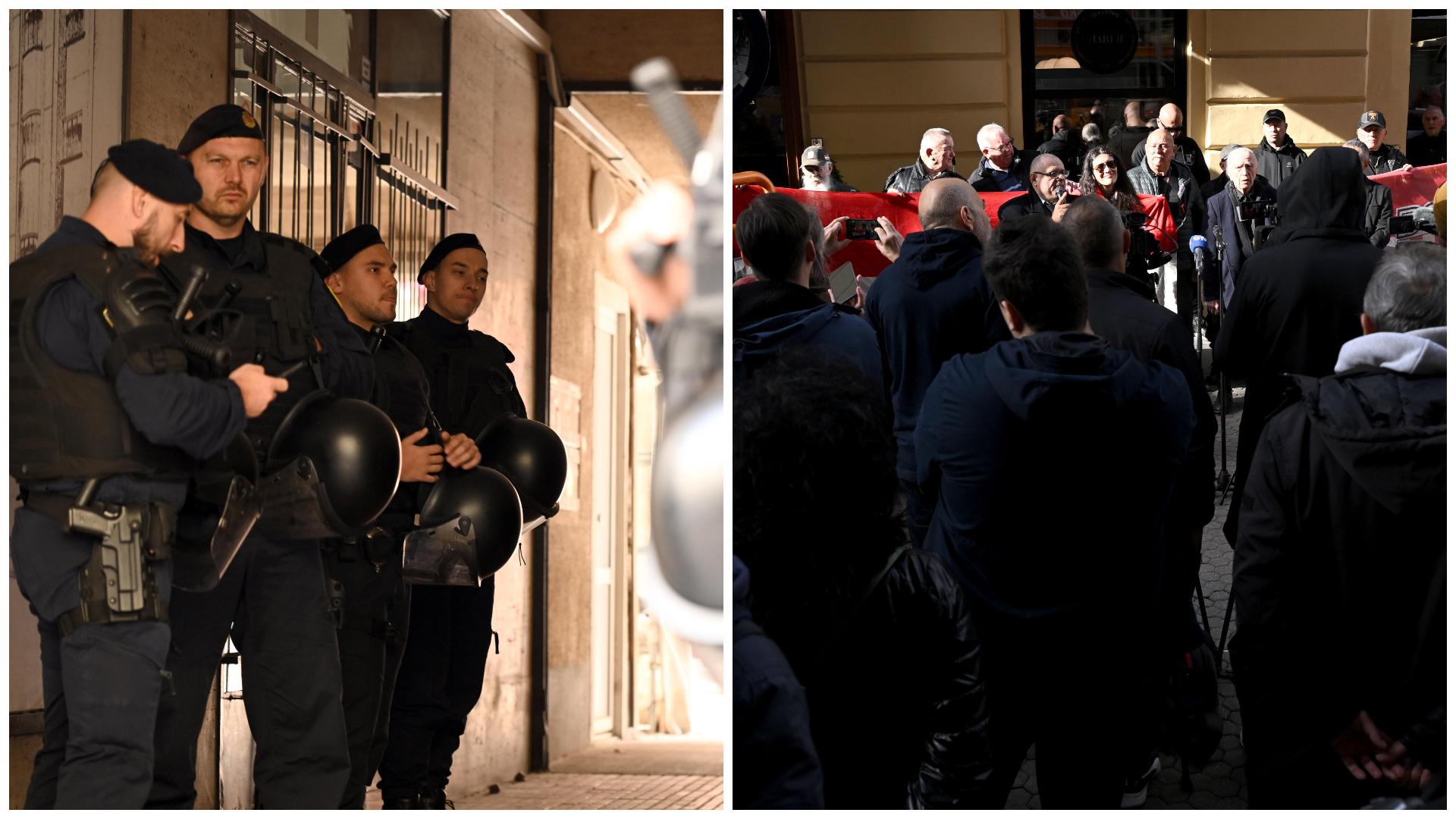 Centar Zagreba jutros je pod jakim osiguranjem, a jedan od glavnih razloga je najavljeni prosvjed A-HSP-a ispred prostorija Srpskog narodnog vijeća zbog izložbe „Legat“ Dejana Medakovića