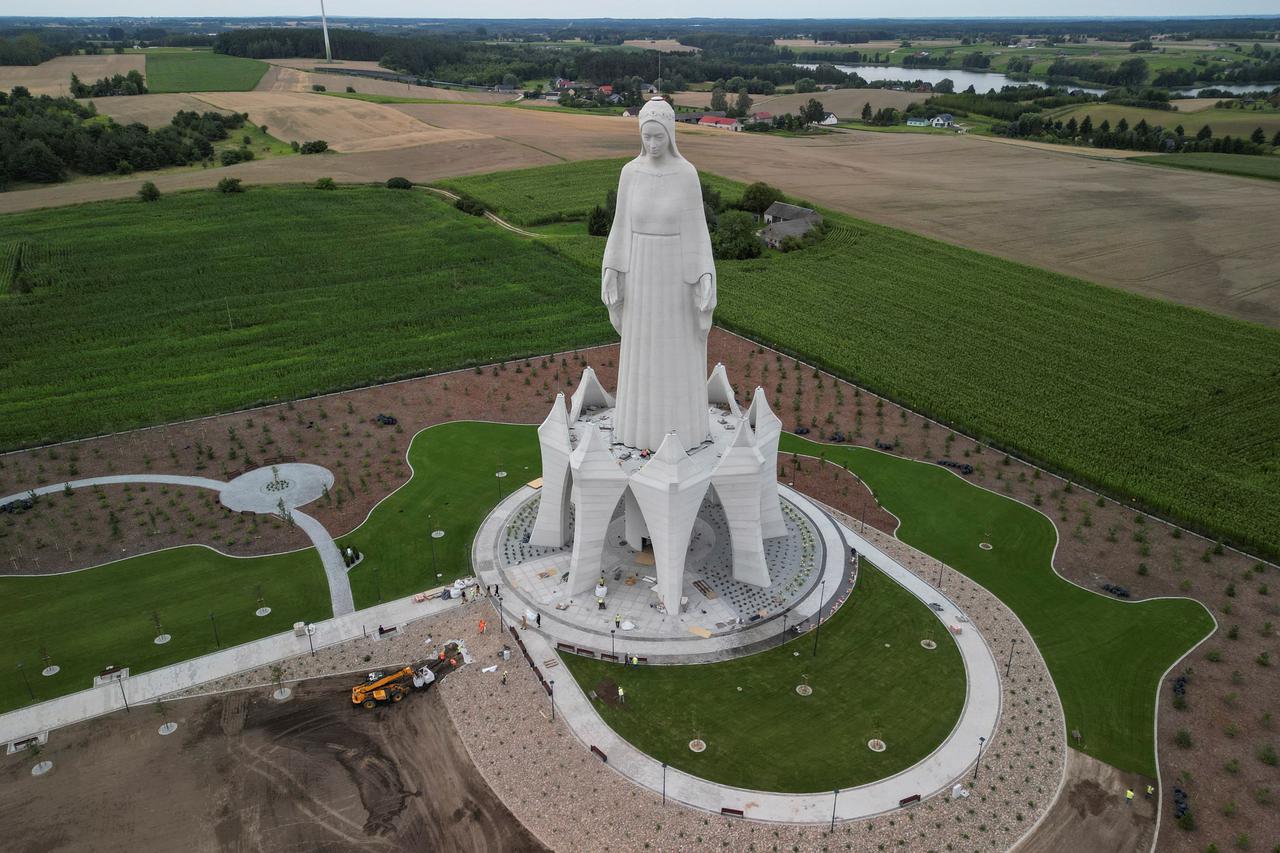 Europe's largest statue of the Virgin Mary ahead of its official opening to the public in the village of Konotopie near Torun