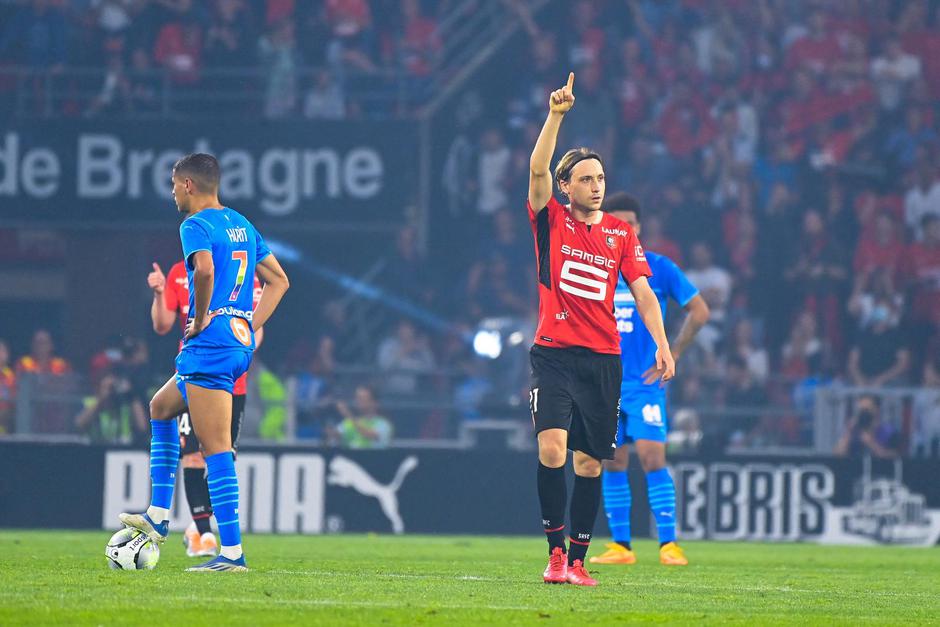 Match de championnat de Ligue 1 Uber Eats opposant le Stade rennais Football Club à l'Olympique de Marseille (OM) au stade Roazhon Park à Rennes