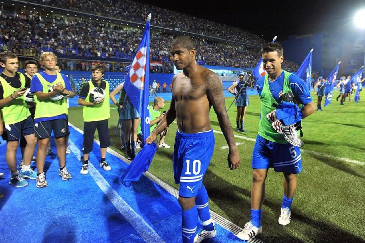 '13.07.2011., stadion Maksimir, Zagreb - Prva utakmica 2. pretkola Lige prvaka, GNK Dinamo - Neftchi Baku. Jorge Sammir Cruz Campos (10), Adrian Calello (5).   Photo: Goran Stanzl/PIXSELL'