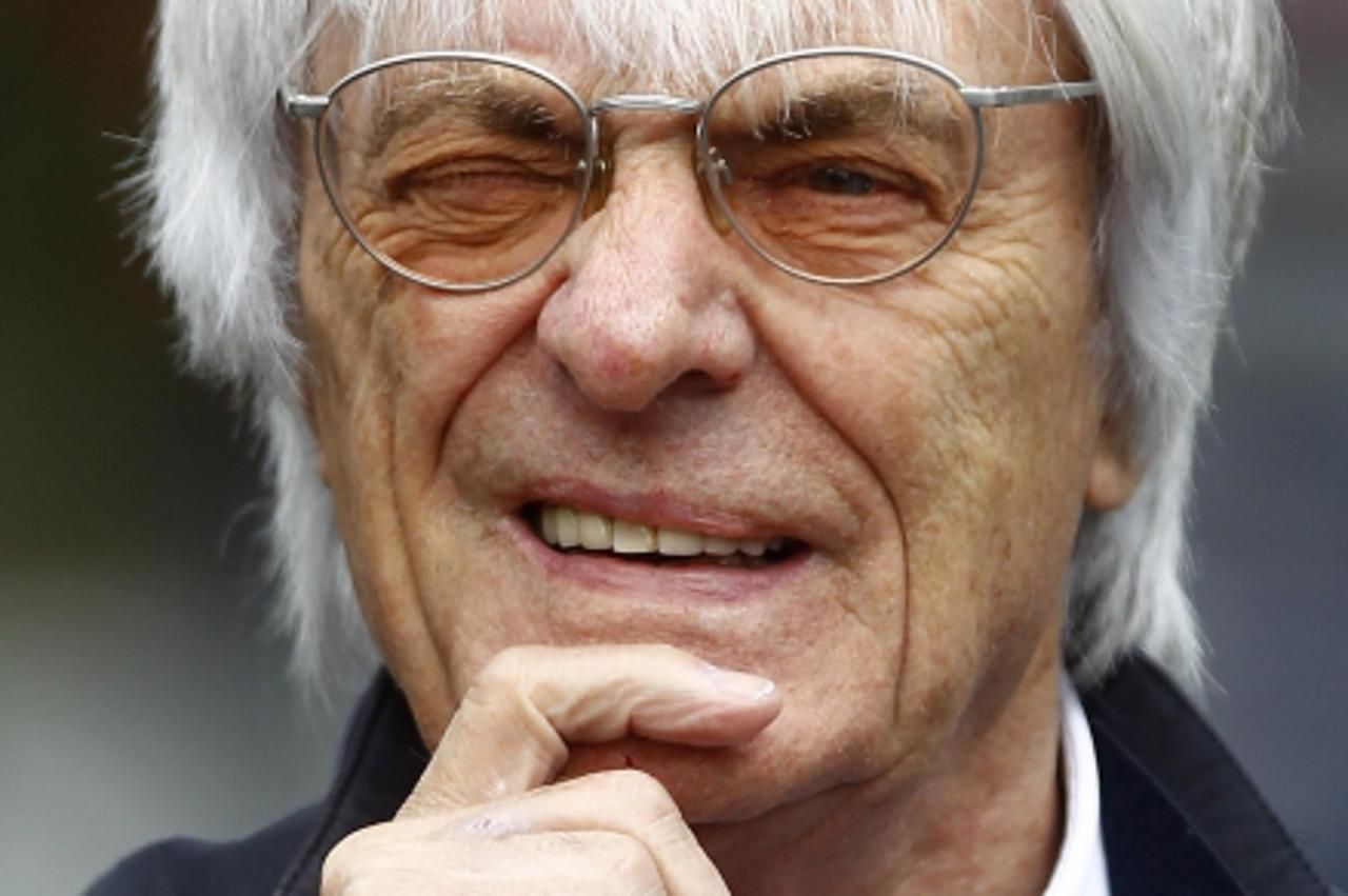 'Formula One commercial supremo Bernie Ecclestone stands in front of his motor home during a free practice session of the German F1 Grand Prix at the Nuerburgring circuit, July 23 , 2011. The German F
