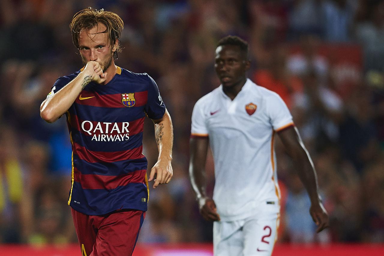 Ivan Rakitic (FC Barcelona) celebrates after scoring, during Joan Gamper Trophy soccer match between FC Barcelona and AS Roma CF, at the Camp Nou stadium in Barcelona, Spain, wednesday august 5, 2015. Foto: S.Lau/DPA/PIXSELL