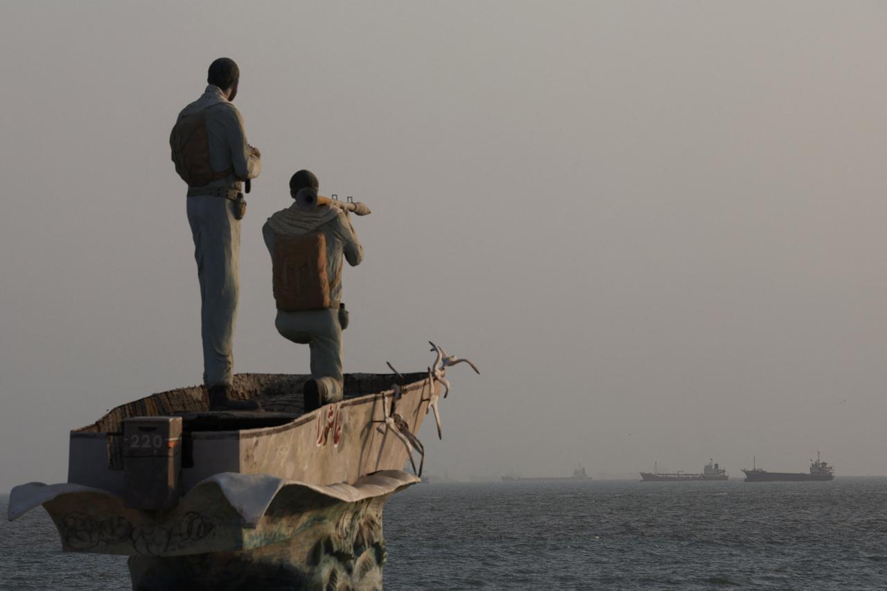 Vessels in the Strait of Hormuz near the beach of Bandar Abbas