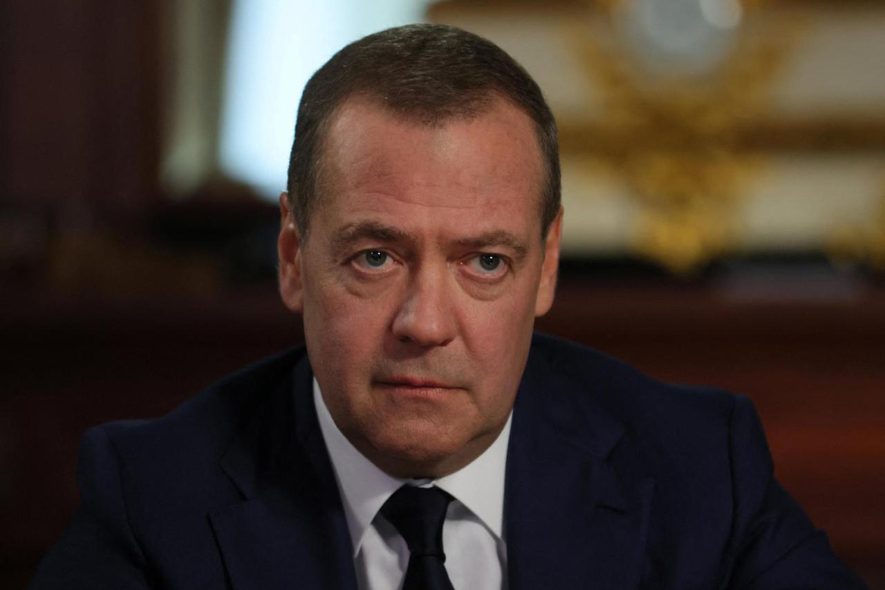 Dmitry Medvedev attends an interview in the Moscow region