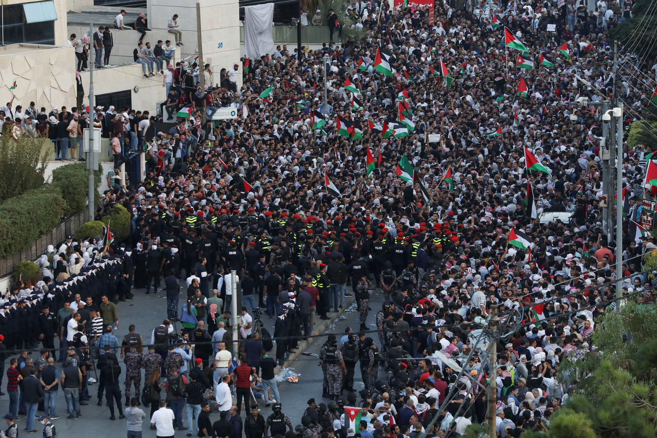 Pro-Palestinian protest following Gaza hospital blast, in Amman