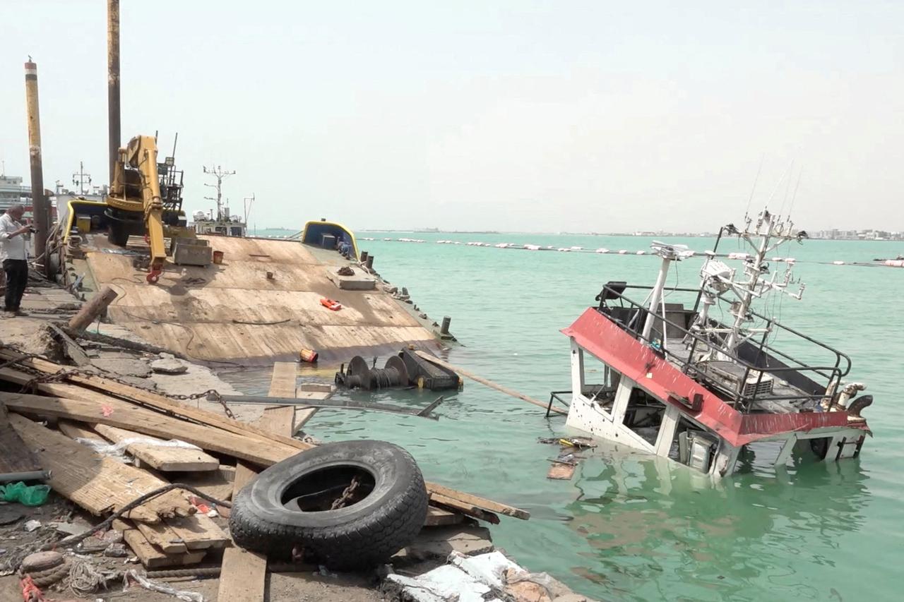Aftermath of Houthi strikes on the Yemeni port of Mocha