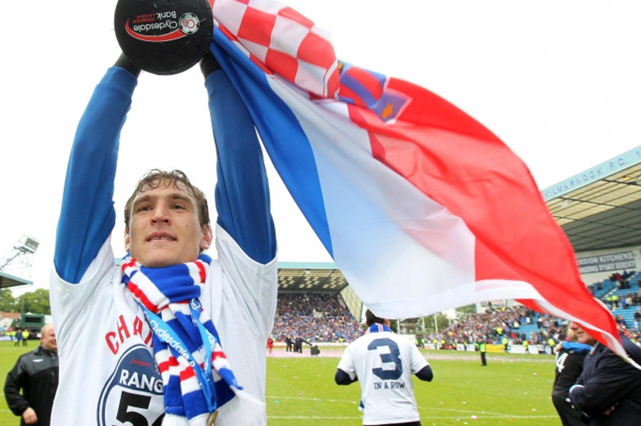 \'Ranger\'s Nickia Jelavic with the Scottish Premier League during the Clydesdale Bank Scottish Premier League match at Rugby Park, Kilmarnock. Photo: Press Association/Pixsell\'