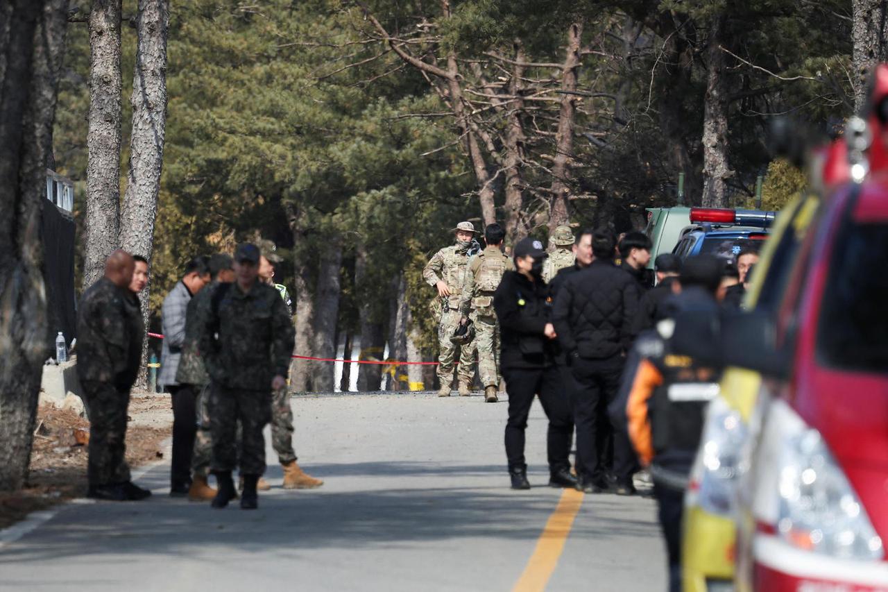 Aftermath of Mk82 bombs falling outside the shooting range during joint live-fire exercises, in Pocheon