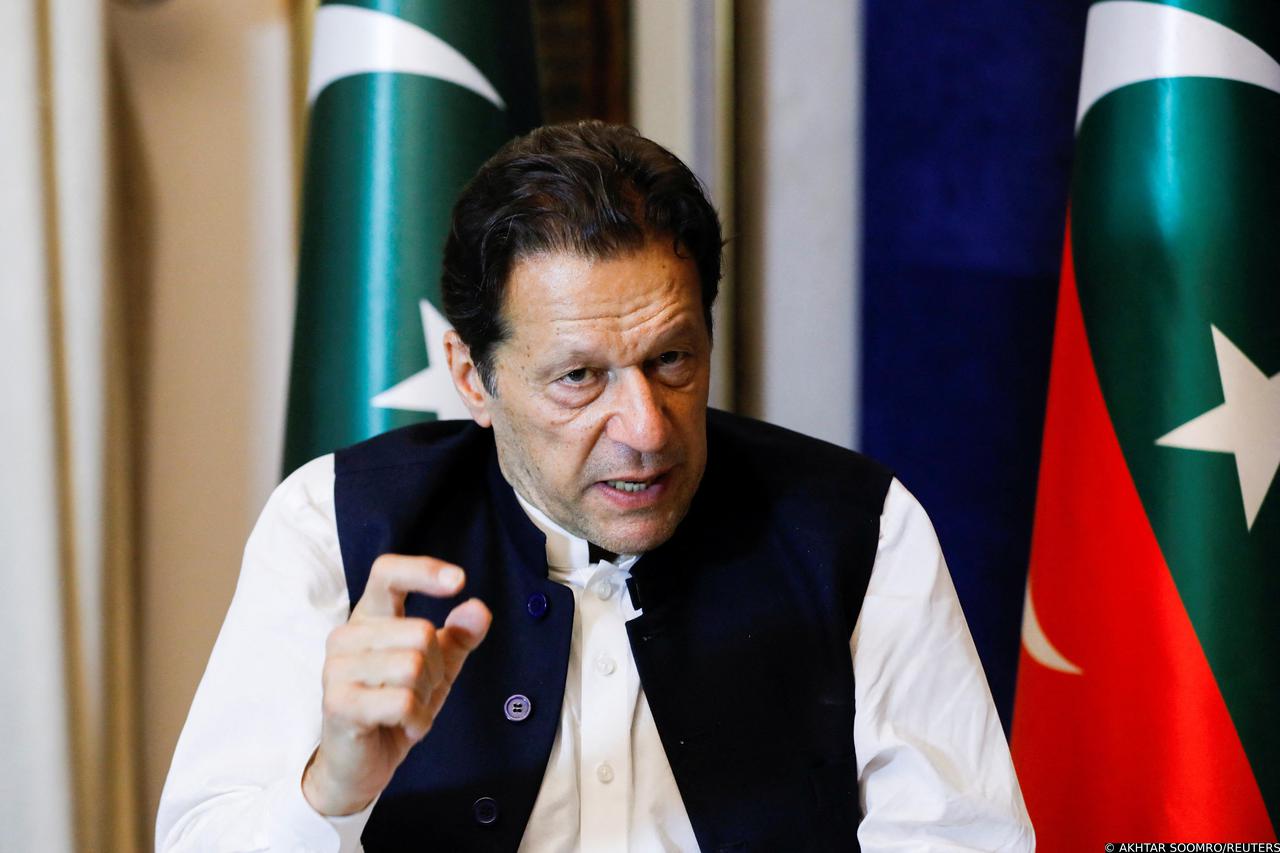 Former Pakistani PM Imran Khan speaks with Reuters during an intervew, in Lahore