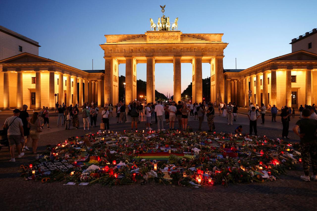 Makeshift memorial after a deadly attack near Berlin's annual Christopher Street Day Pride parade, in Berlin