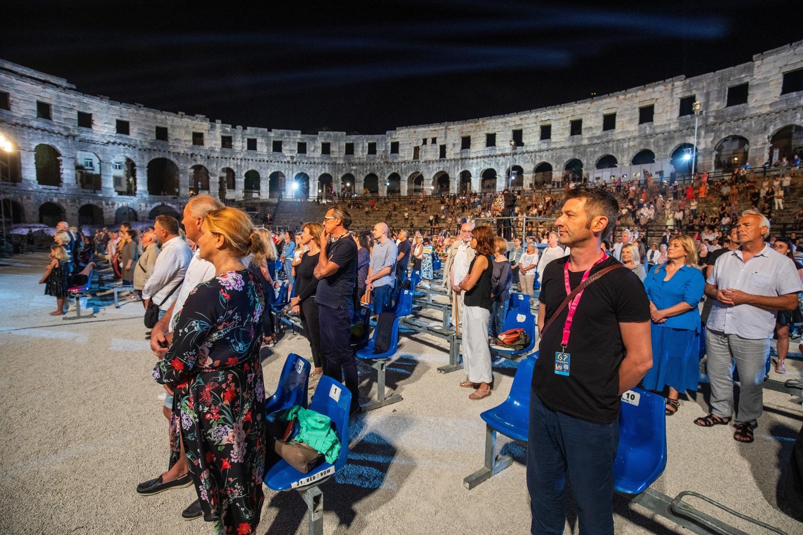 29.08.2020.., Pula - U Areni otvoren Pula film festival prvi put u novom terminu, bez vatrometa i uz postivanje epidemioloskih mjera. Festival je otvorenim proglasio Zdravko Zima, izaslanik predsjednika Republike Hrvatske.Photo: Srecko Niketic/PIXSELL