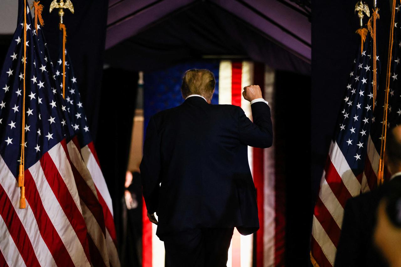 Former U.S. President Donald Trump attends a campaign event in Conway