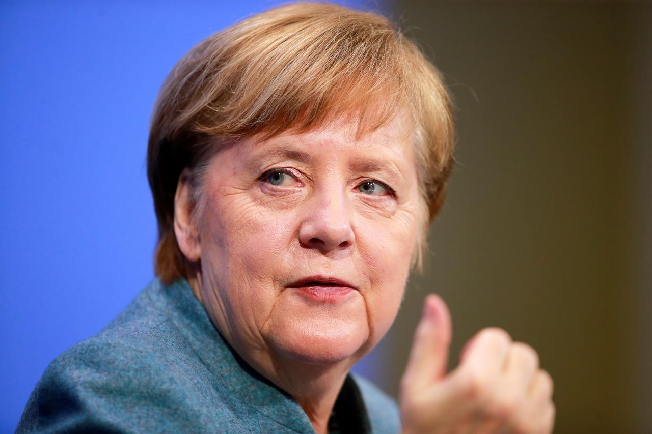 German Chancellor Merkel holds a news conference in Berlin
