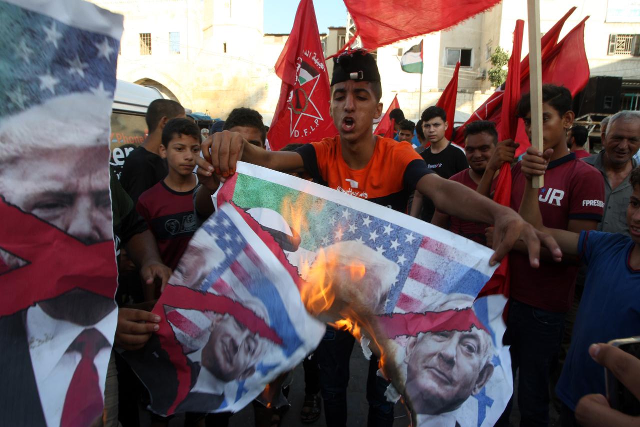 Palestinians Protest Against a US-brokered Deal Between Israel and the UAE