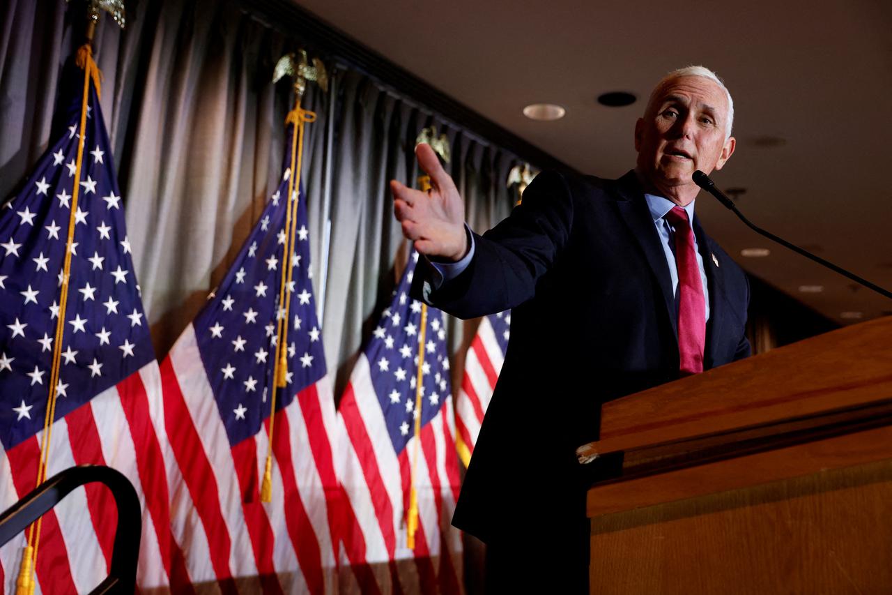 FILE PHOTO: U.S. former Vice President Pence delivers remarks in Washington