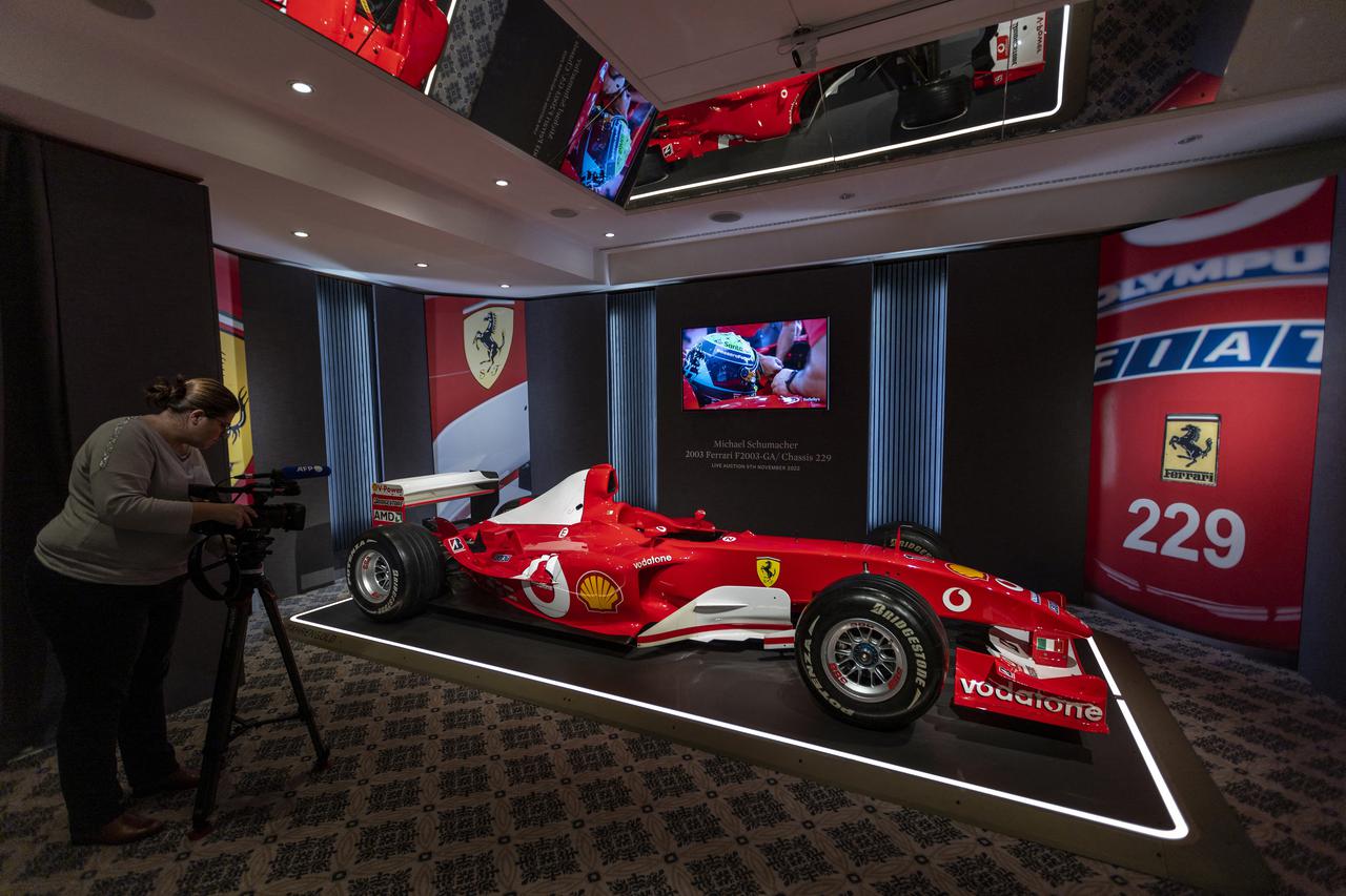 Schumacher F1 Ferrari preview at Sotheby's in Geneva