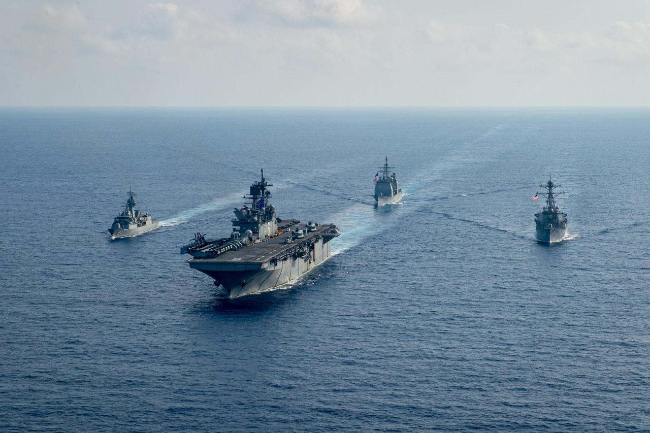 FILE PHOTO: U.S. Navy and Royal Australian Navy team up in the South China Sea