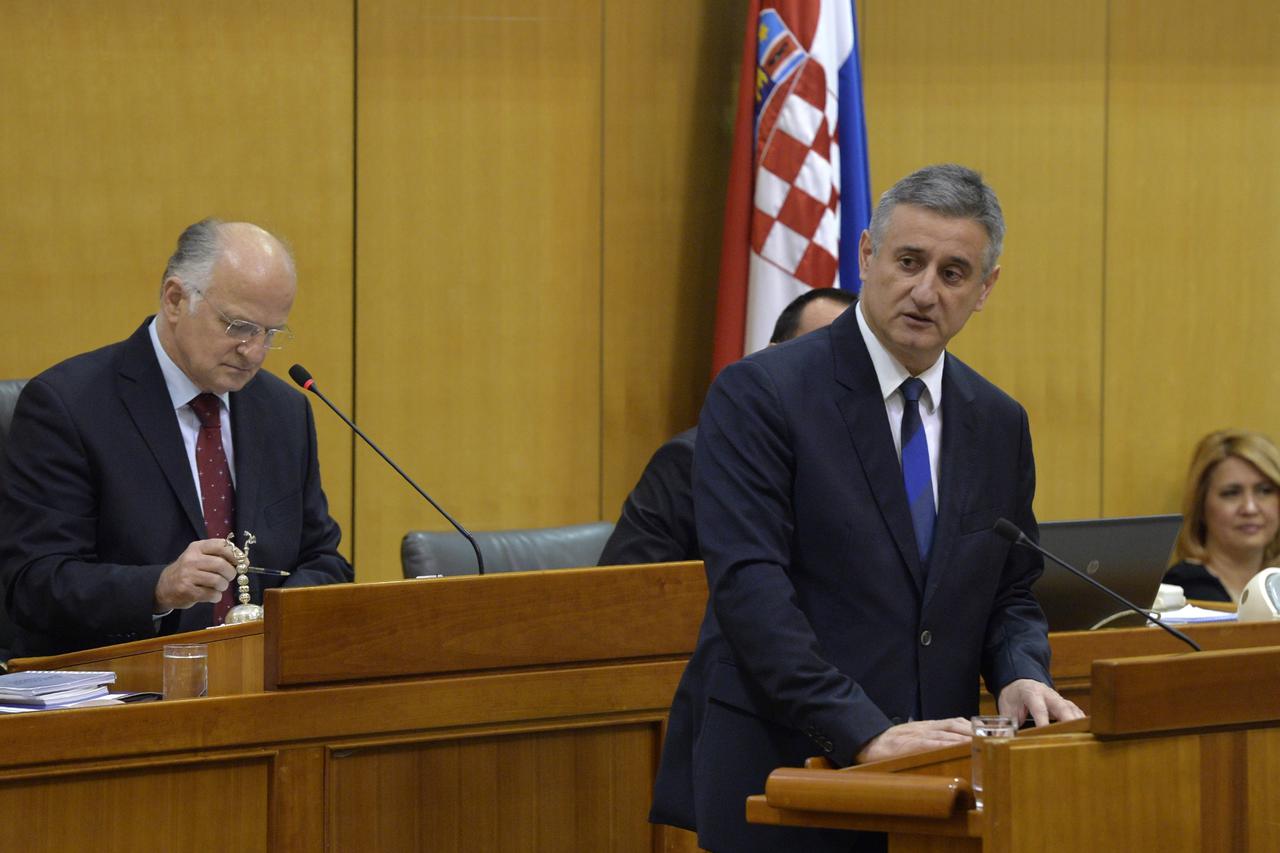 28.12.2015., Zagreb - Konstituirajuca sjednica osmog saziva Sabora. Josip Leko, Tomislav Karamarko. Photo: Marko Lukunic/PIXSELL